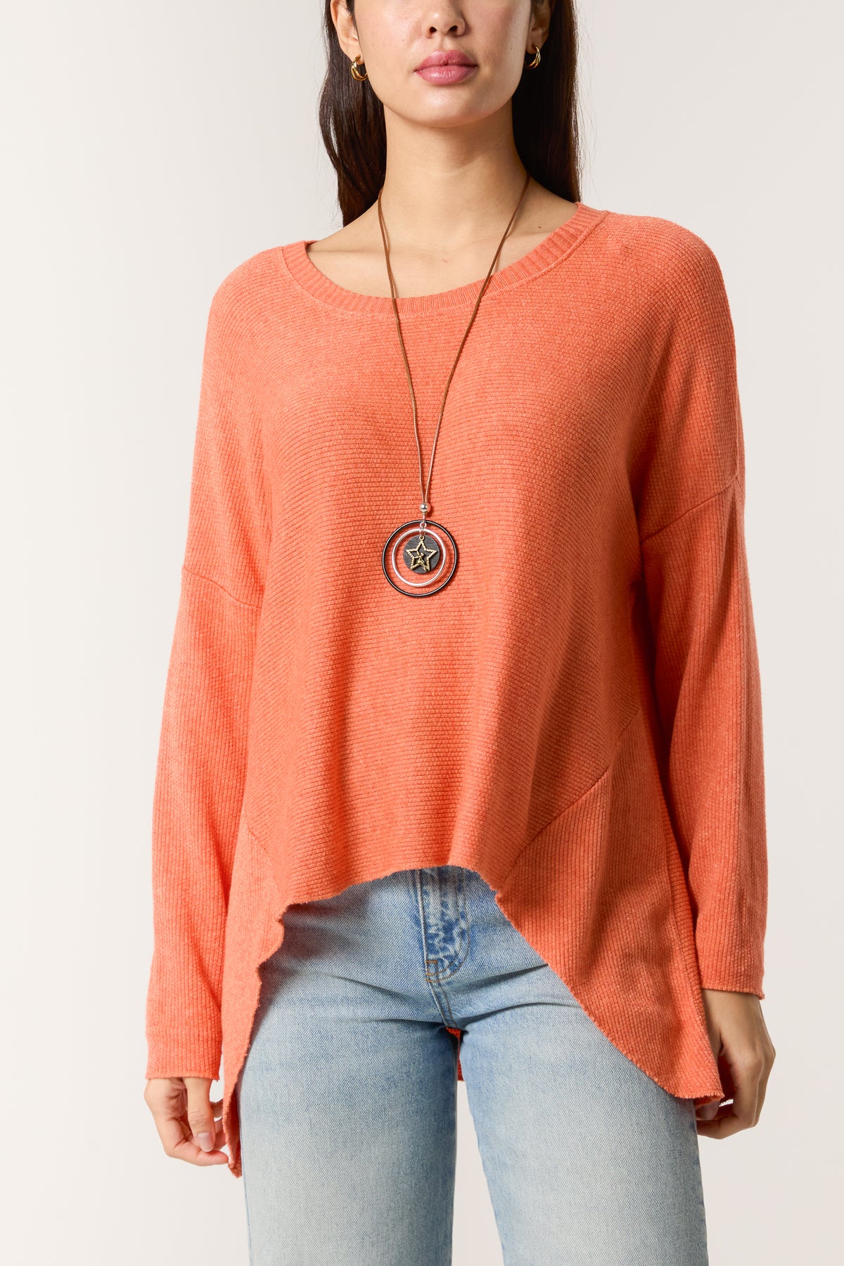 Necklace High Low Fine Knit Jumper