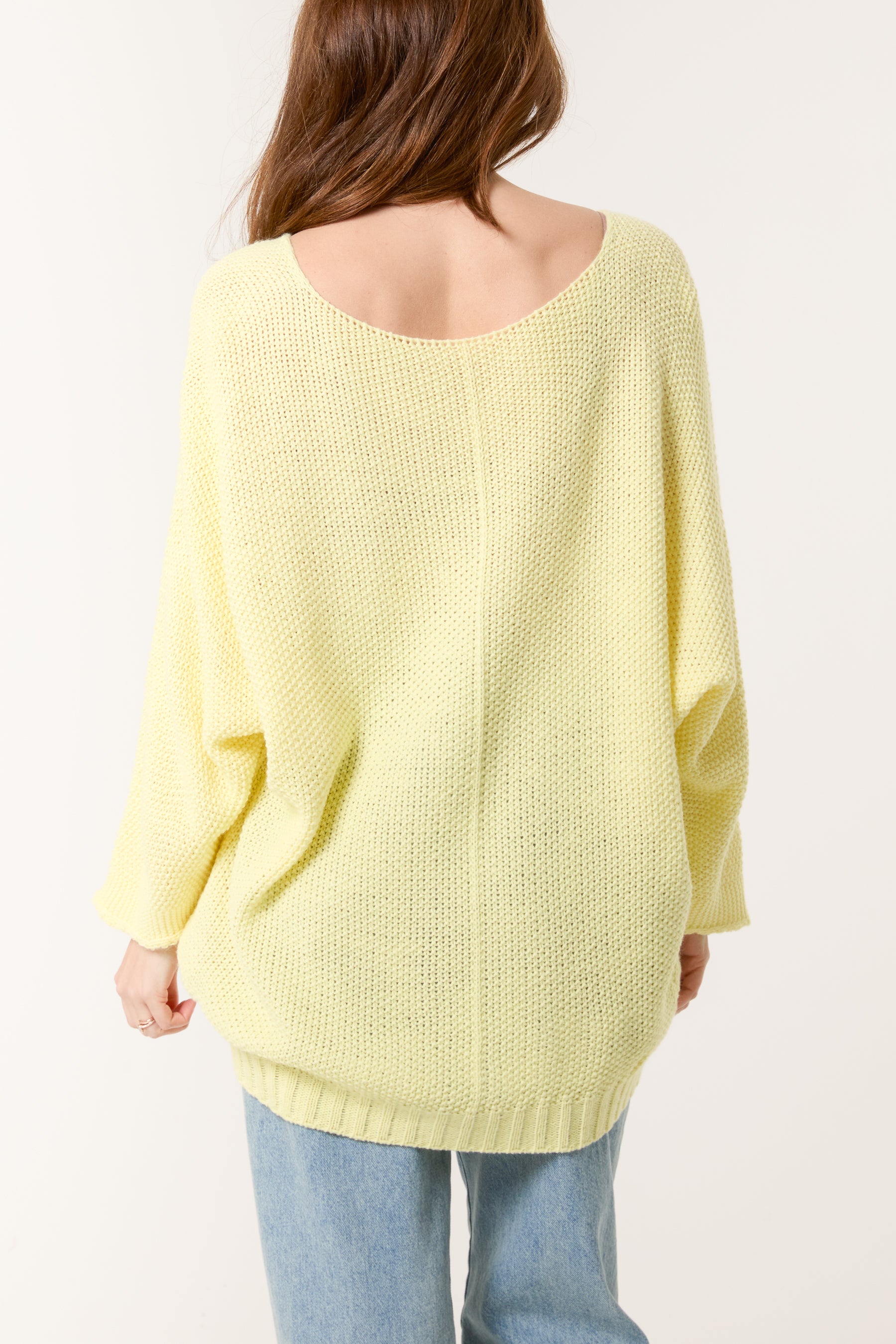 V-Neck Textured Batwing Jumper