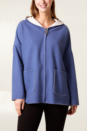 Textured Jersey Zip Up Hoodie