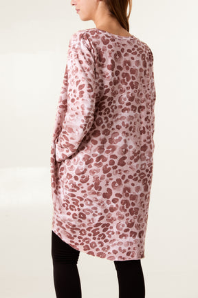 Animal Print Pockets Cotton Long Top/Dress