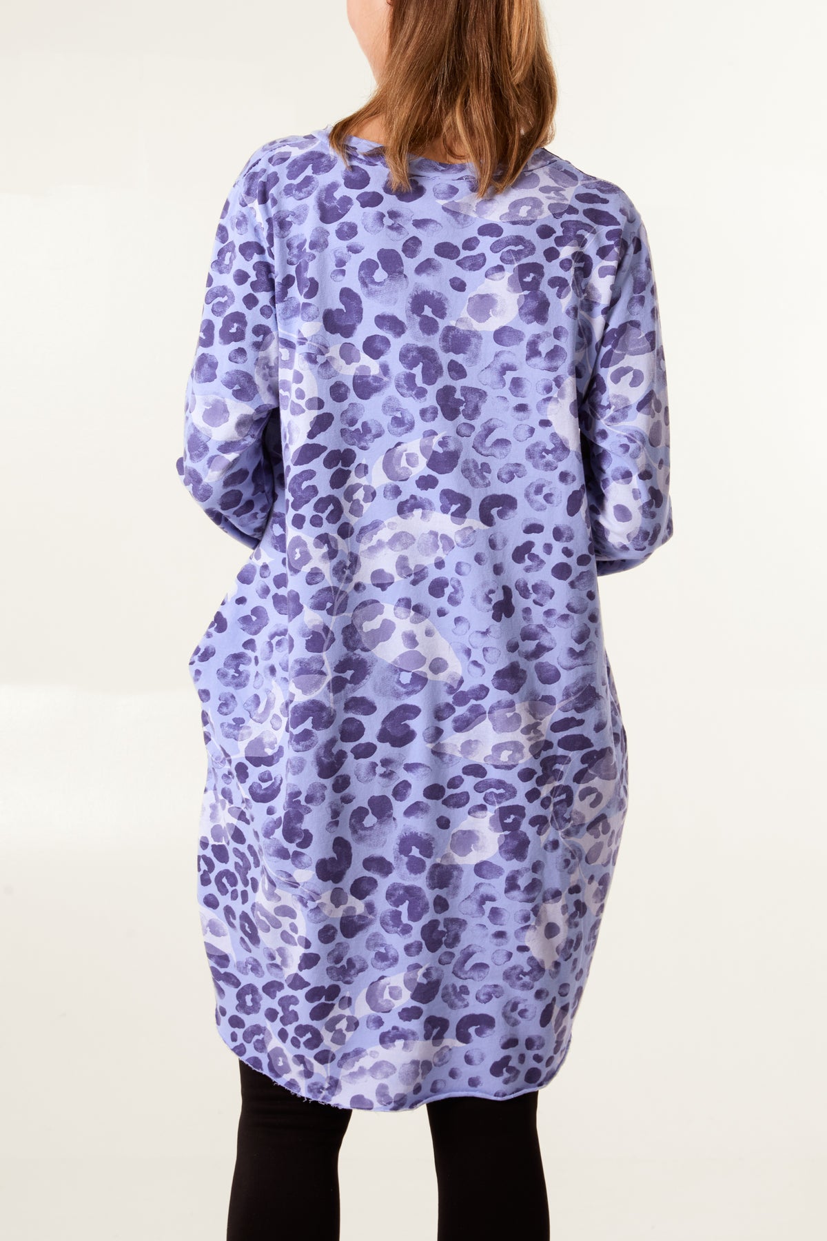 Animal Print Pockets Cotton Long Top/Dress