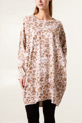 Animal Print Pockets Cotton Long Top/Dress