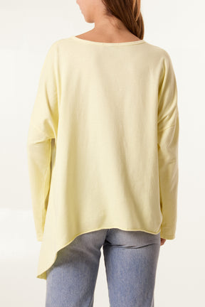 Asymmetric Cotton Long Sleeve Top