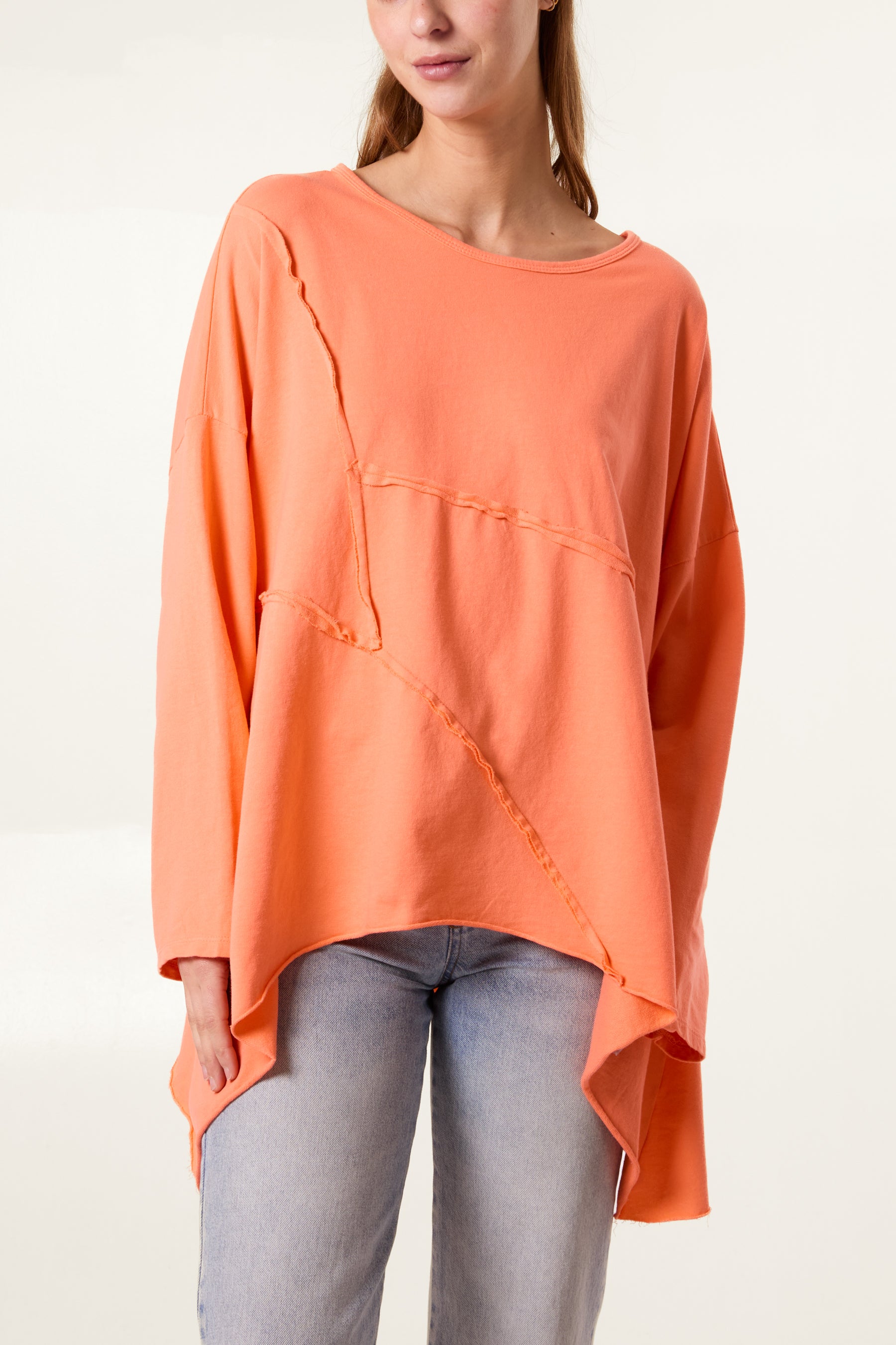 Asymmetric Cotton Long Sleeve Top