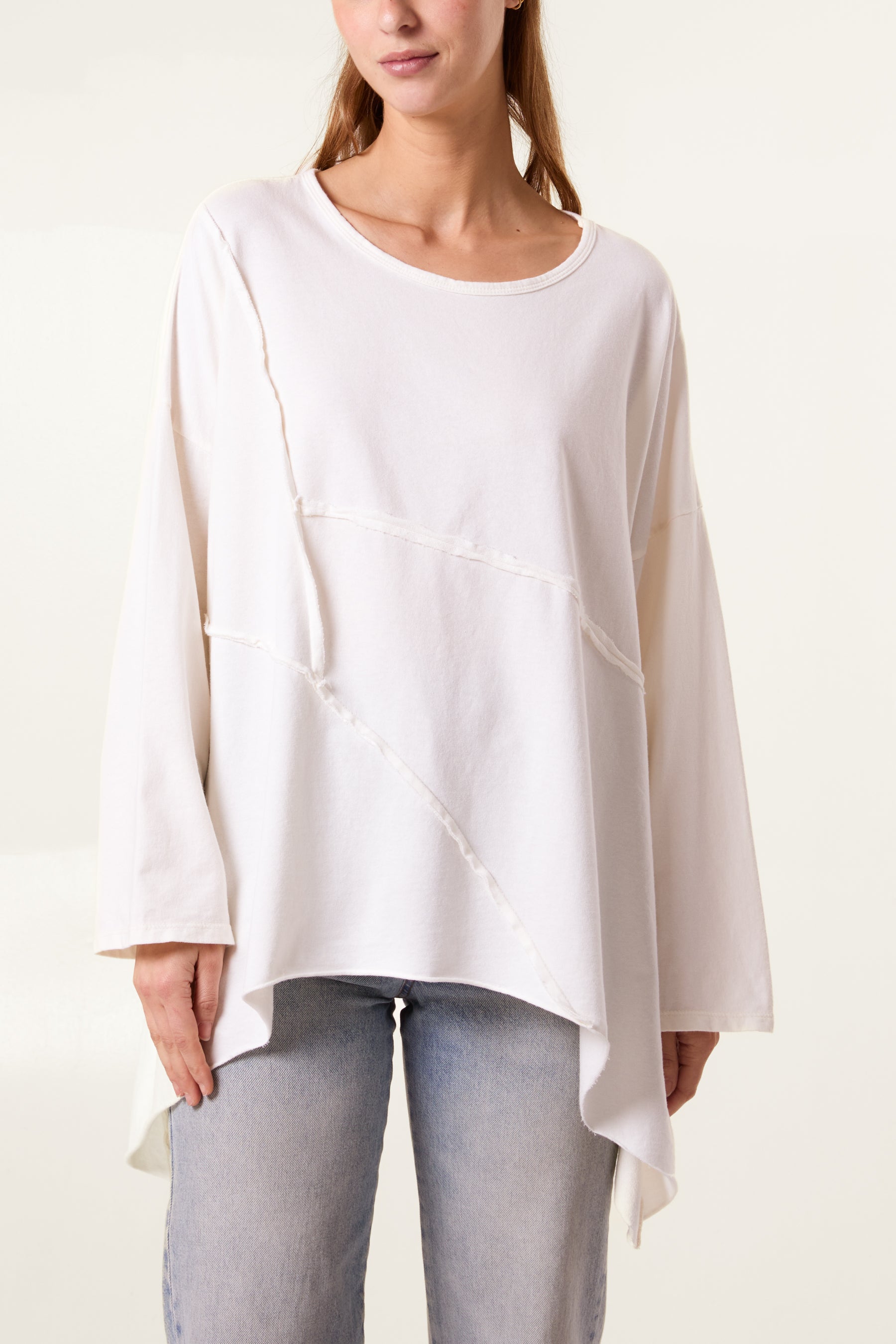 Asymmetric Cotton Long Sleeve Top