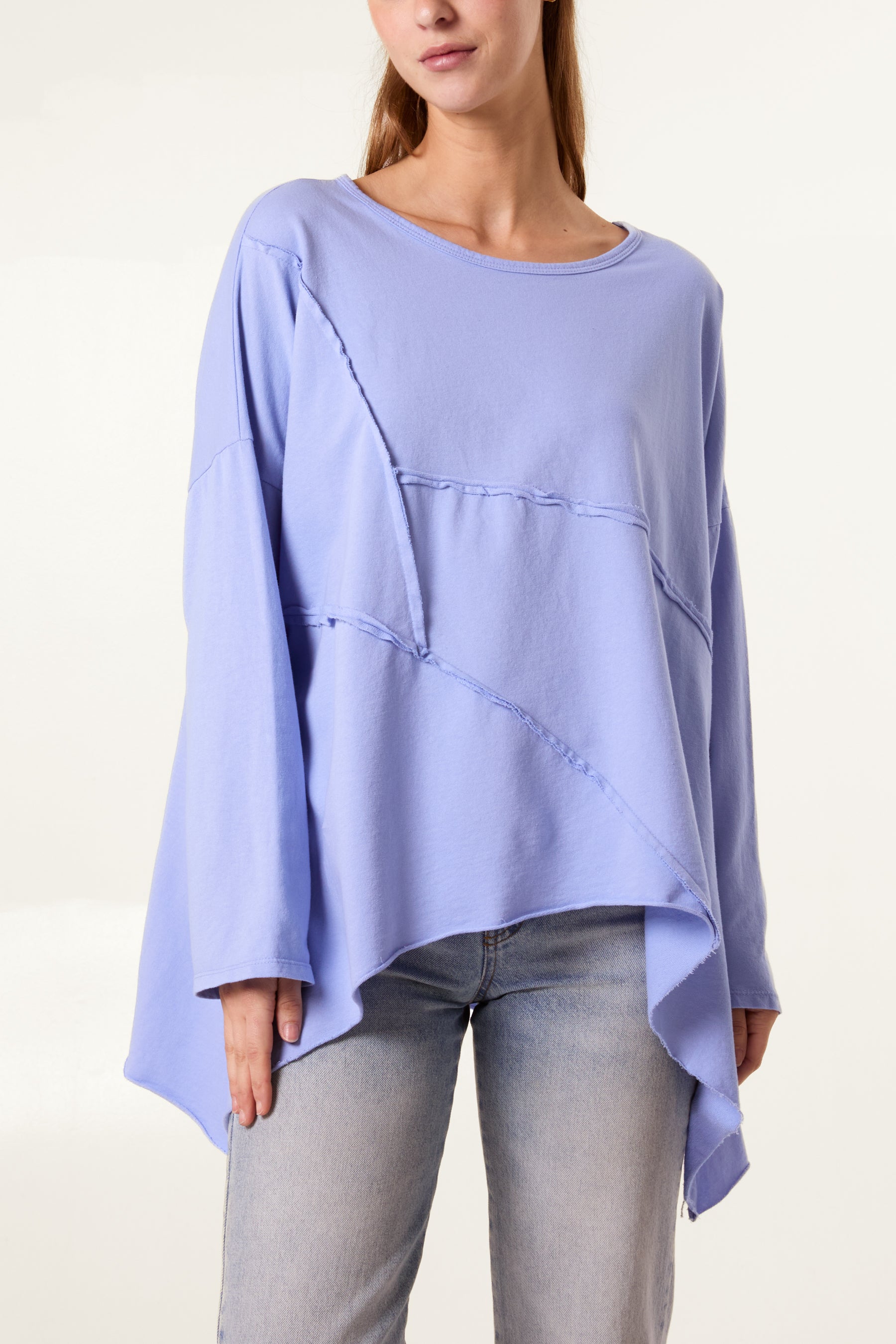 Asymmetric Cotton Long Sleeve Top