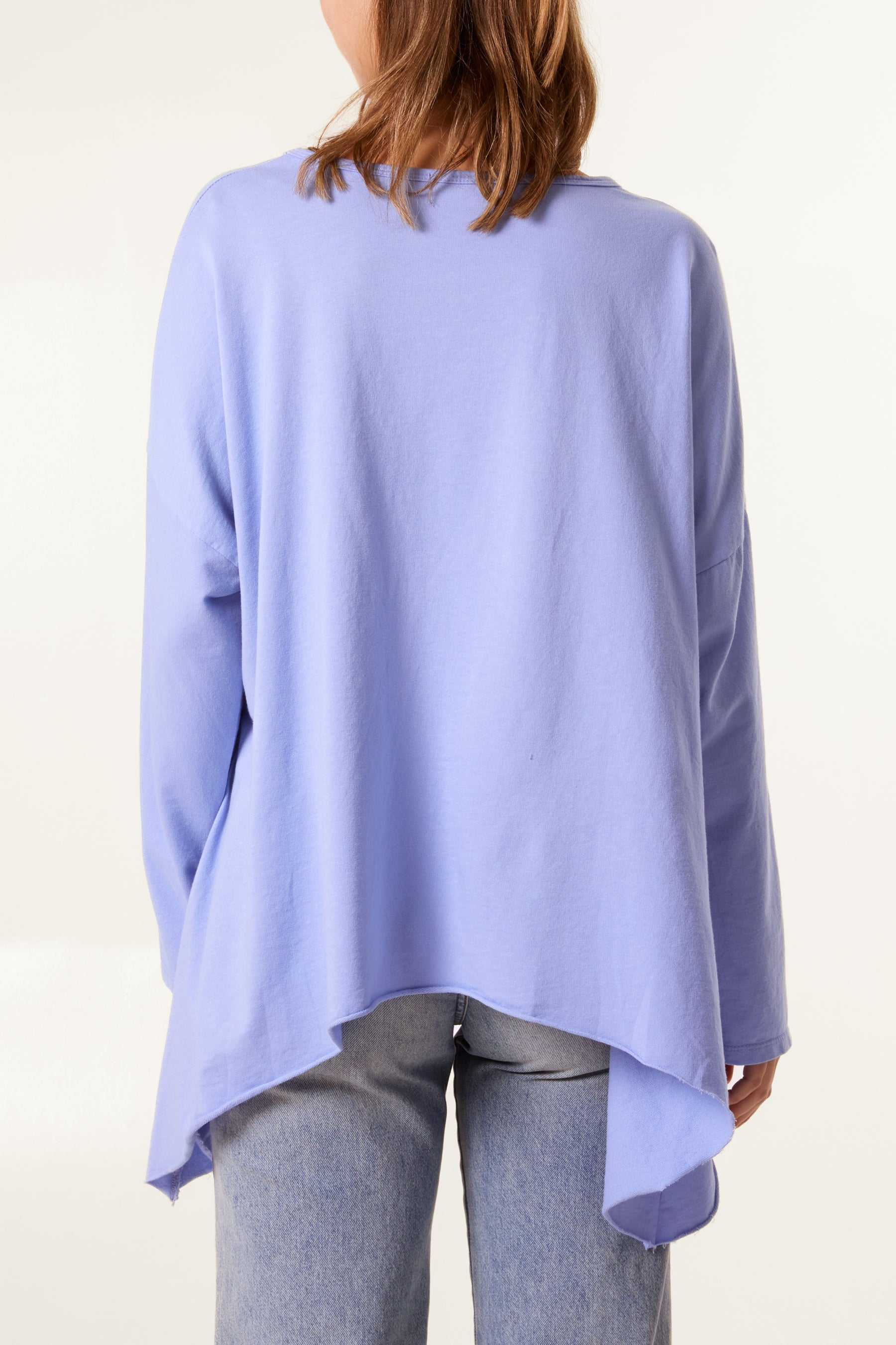 Asymmetric Cotton Long Sleeve Top