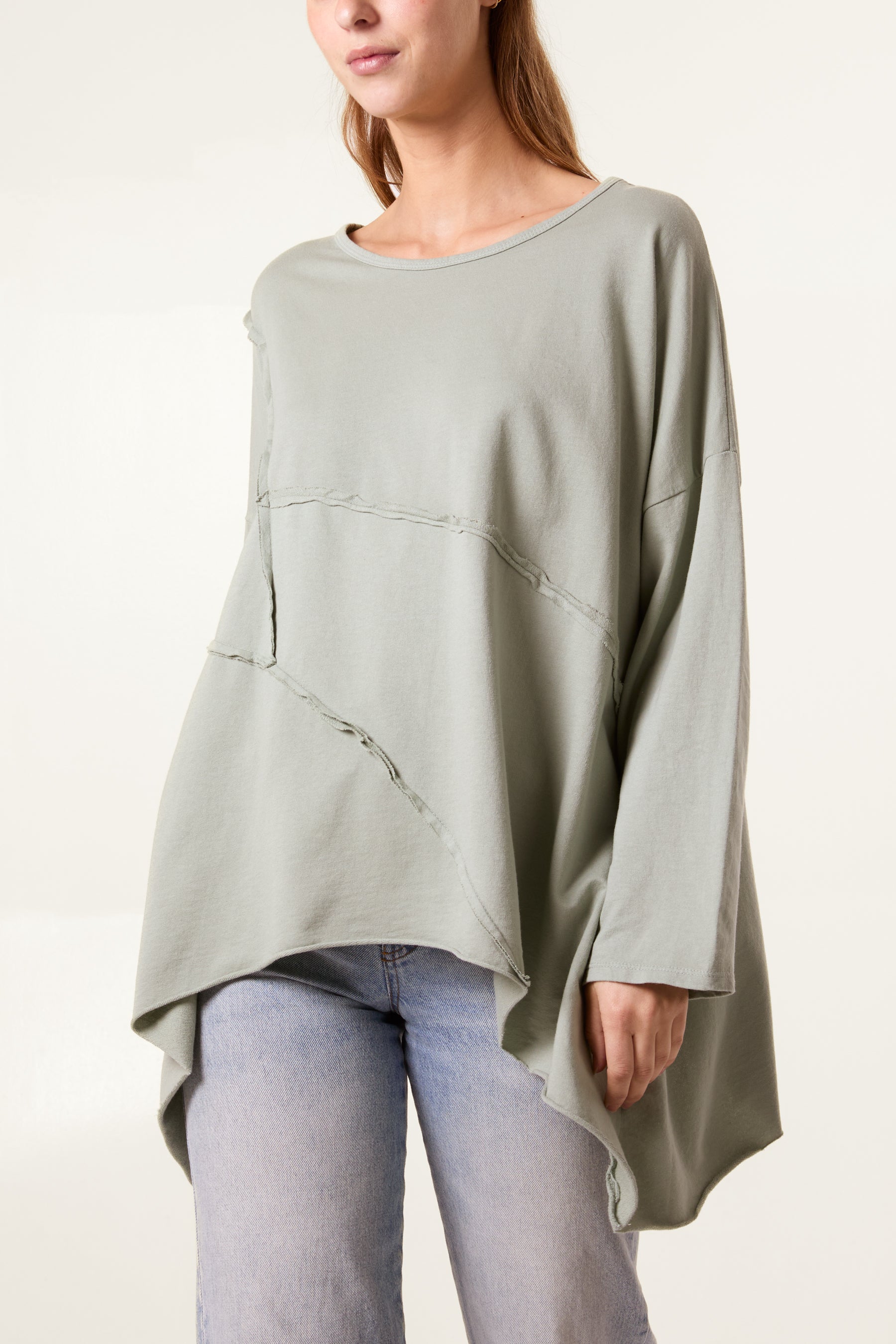 Asymmetric Cotton Long Sleeve Top