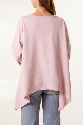 Asymmetric Cotton Long Sleeve Top