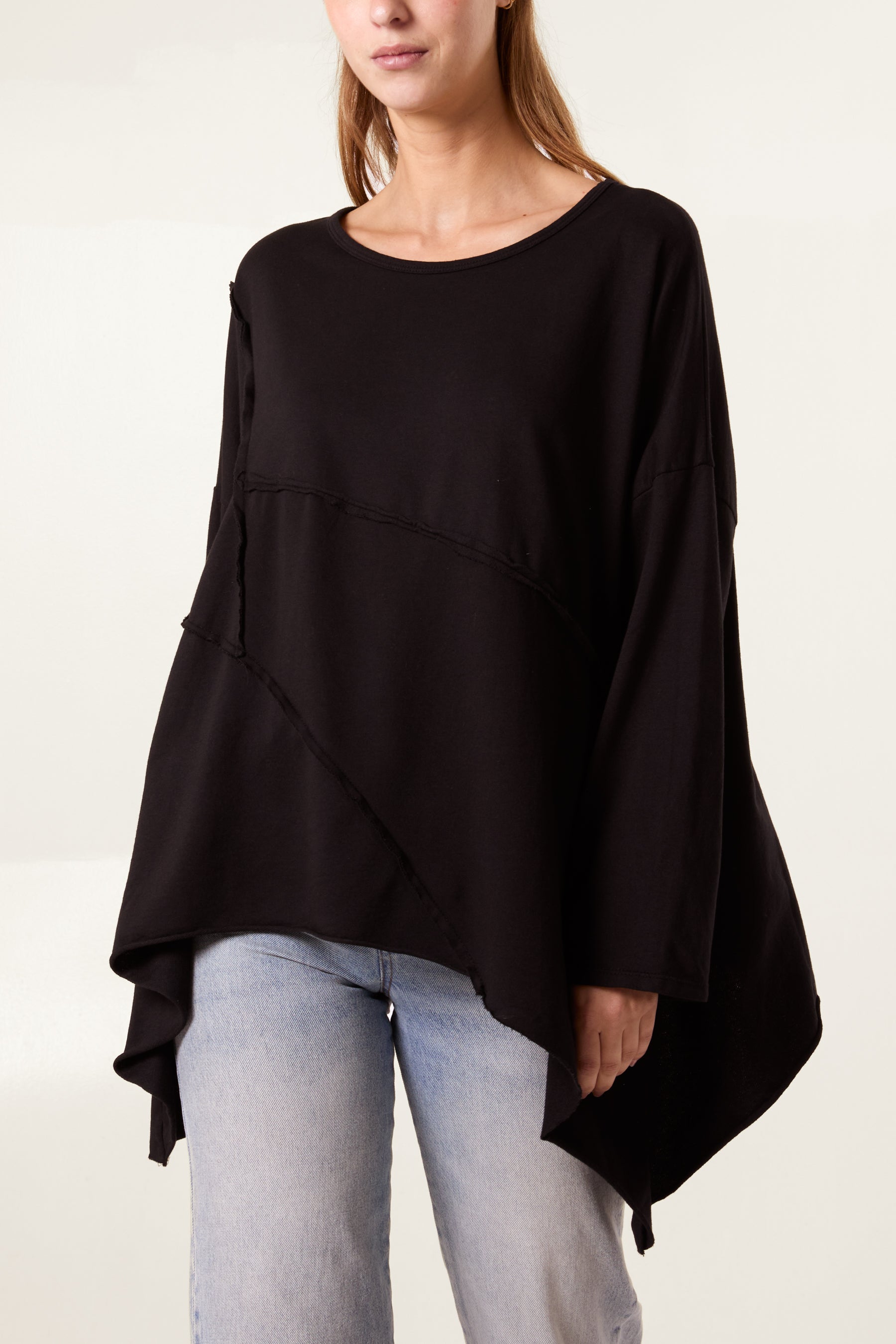 Asymmetric Cotton Long Sleeve Top