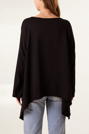 Asymmetric Cotton Long Sleeve Top