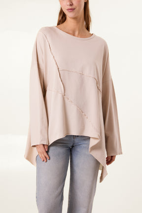 Asymmetric Cotton Long Sleeve Top