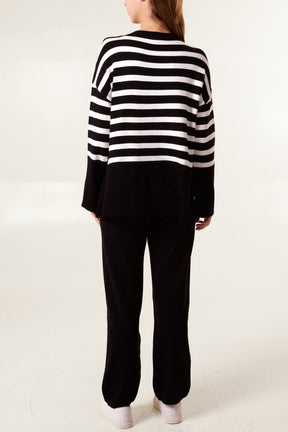 Stripe Jumper & Wide Leg Trouser Knit Set