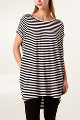 Round Neck Striped Relaxed T-Shirt