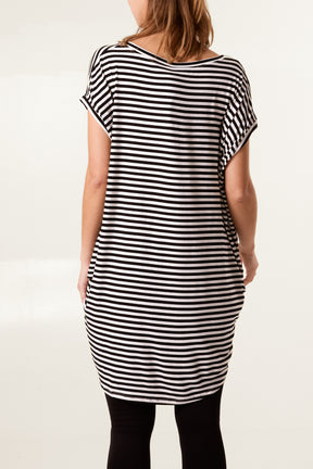 Round Neck Striped Relaxed T-Shirt