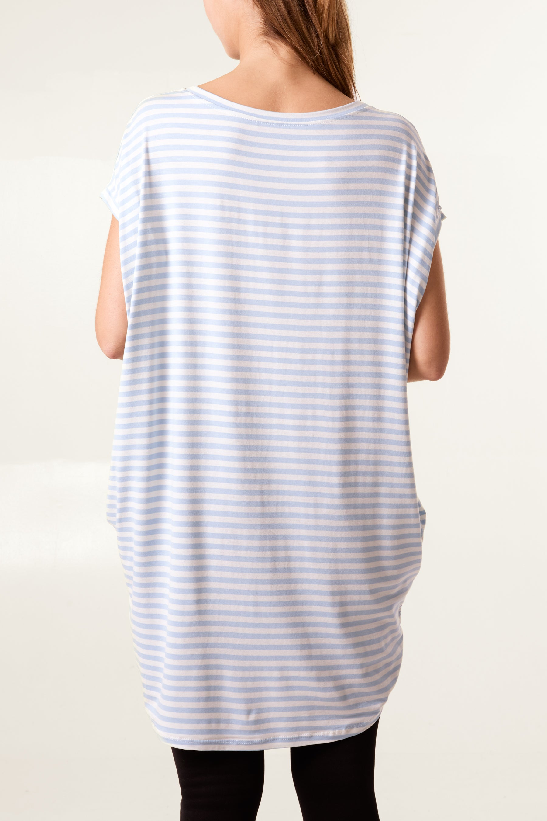 Round Neck Striped Relaxed T-Shirt