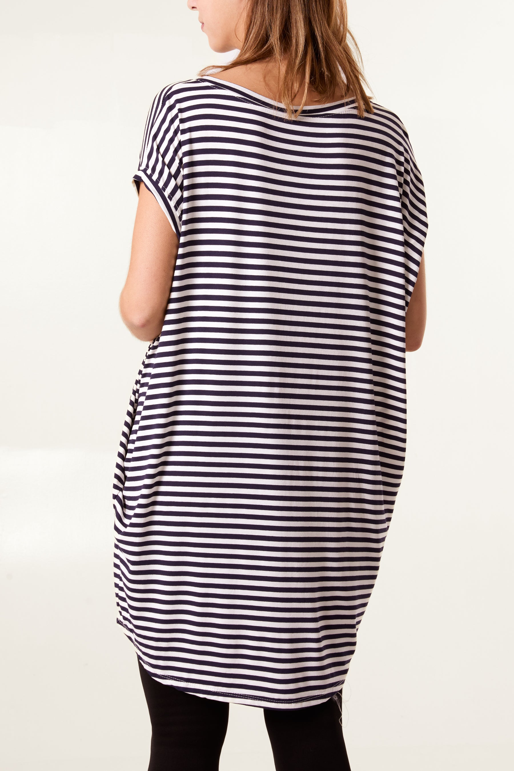 Round Neck Striped Relaxed T-Shirt