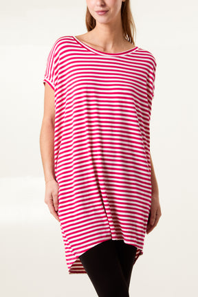 Round Neck Striped Relaxed T-Shirt