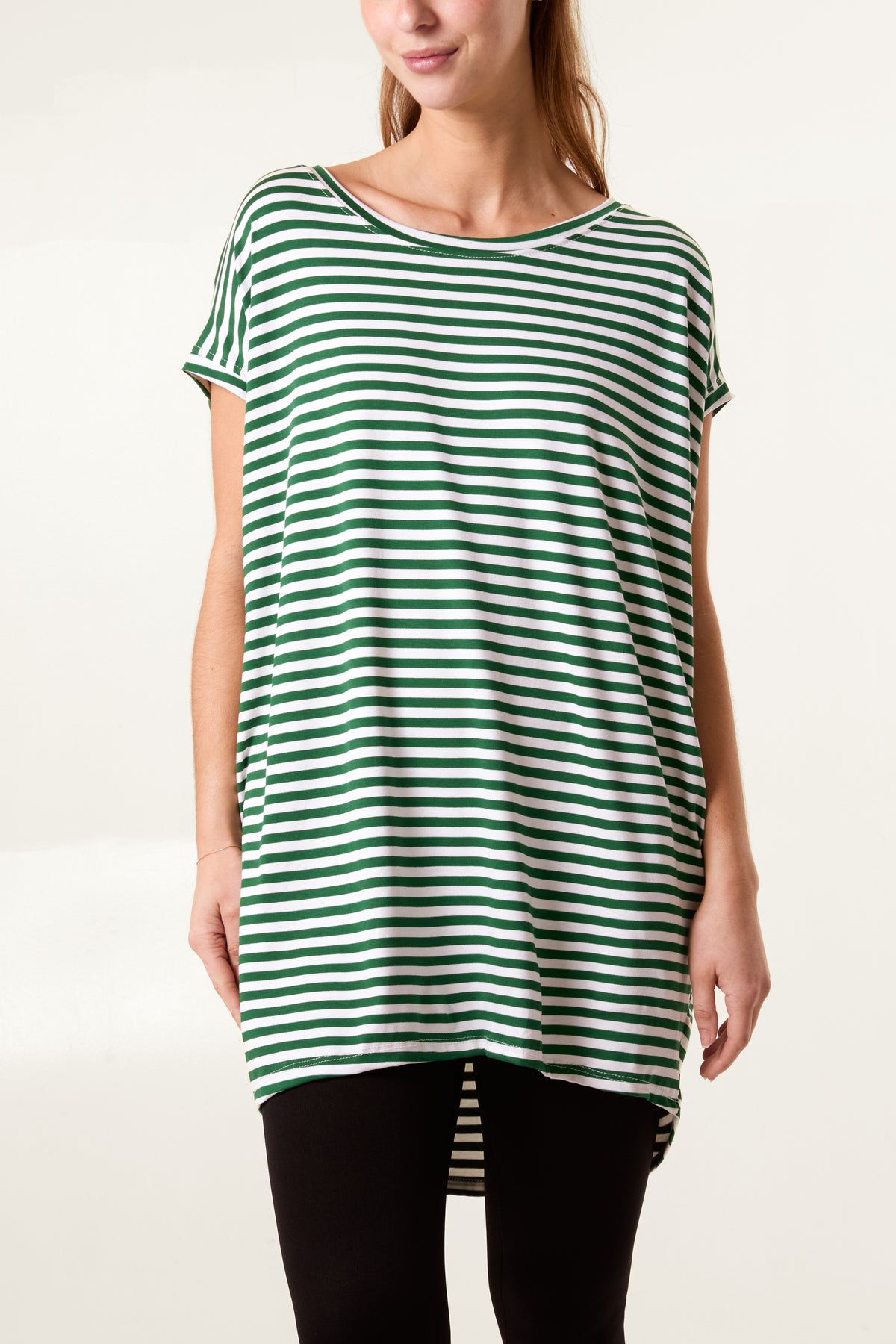 Round Neck Striped Relaxed T-Shirt