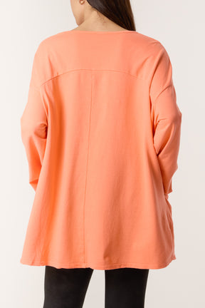 Long Sleeve Two Pockets Cotton Top