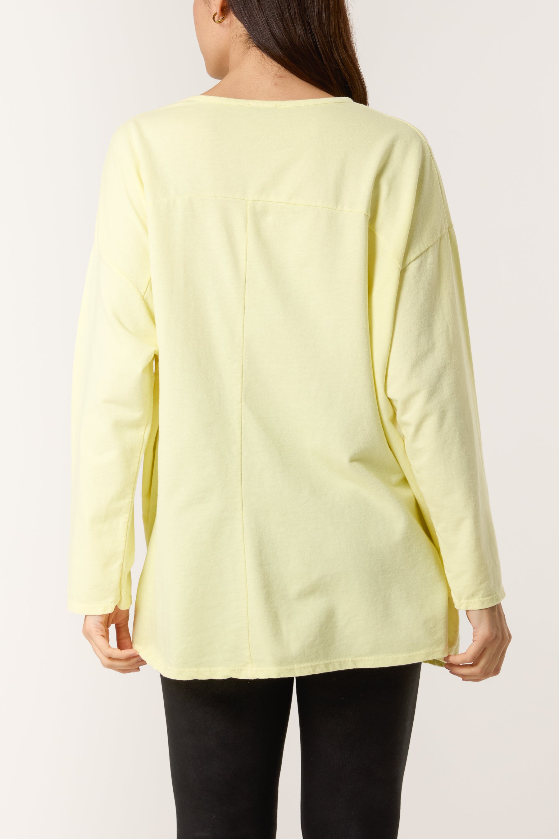 Long Sleeve Two Pockets Cotton Top