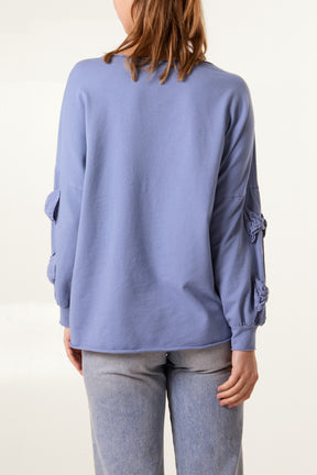 Long Sleeve Bow Sleeve Cotton Top