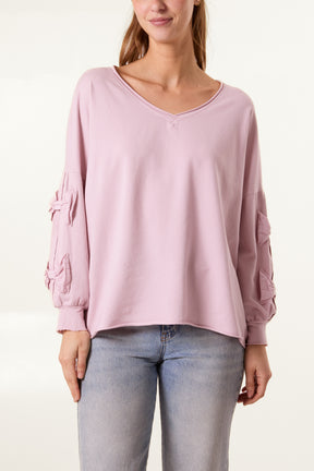 Long Sleeve Bow Sleeve Cotton Top