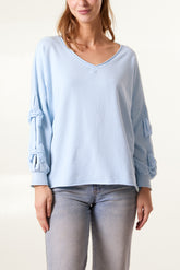 Long Sleeve Bow Sleeve Cotton Top