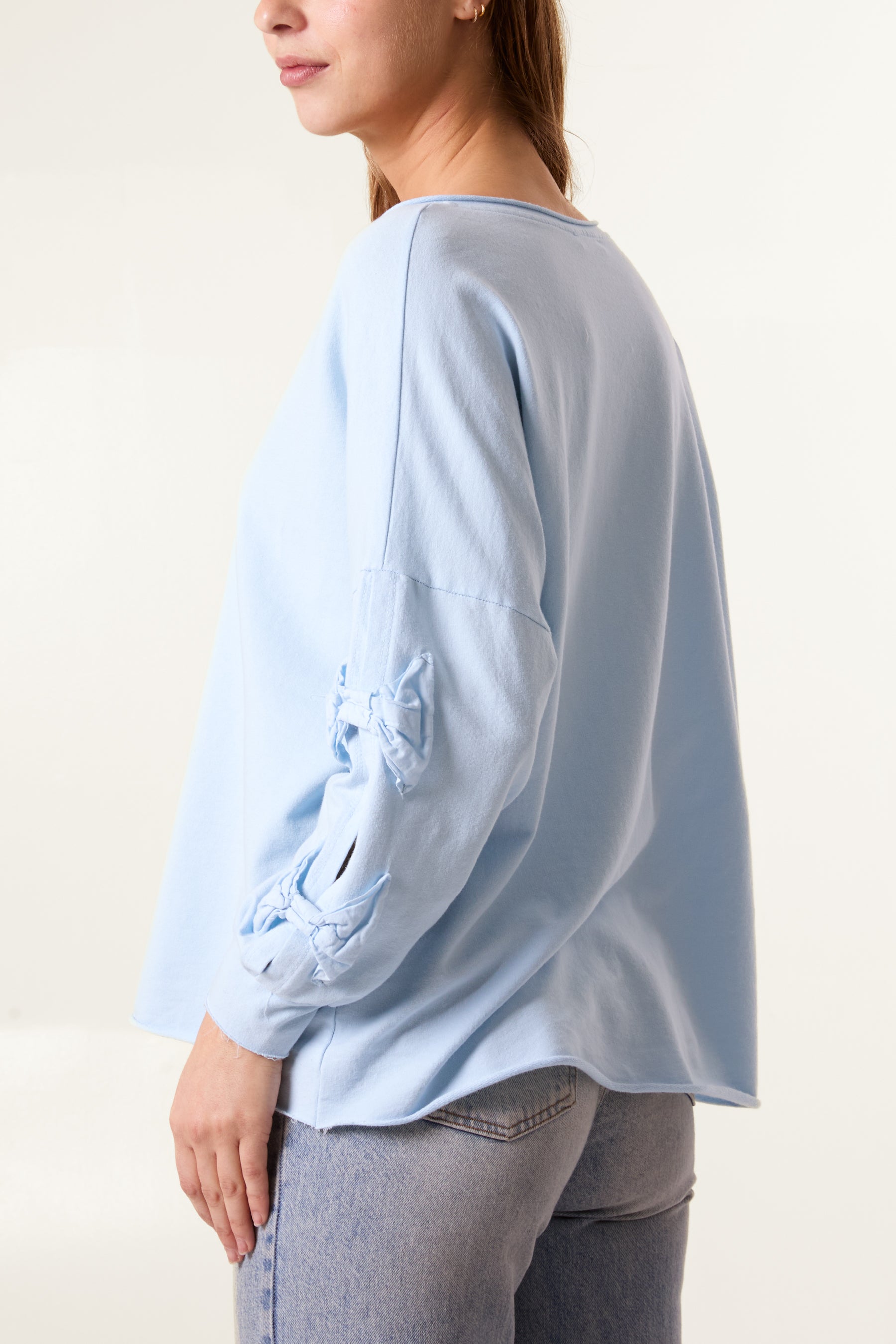 Long Sleeve Bow Sleeve Cotton Top