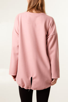 Elastic Back Fleece Lined Sweatshirt