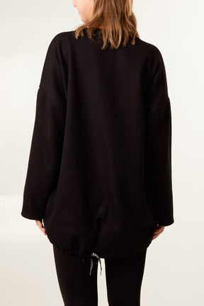 Elastic Back Fleece Lined Sweatshirt