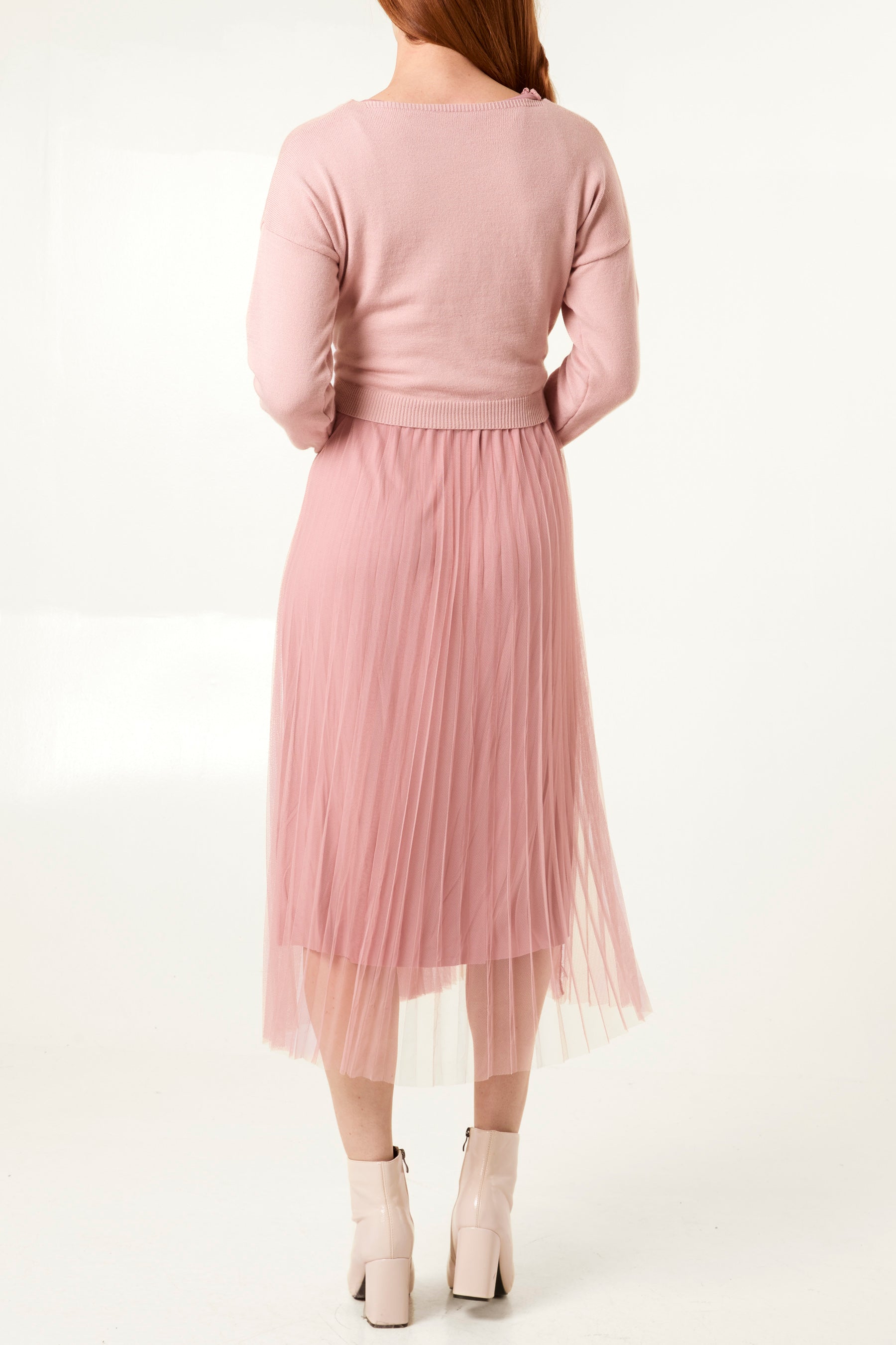 Twisted Front Jumper & Tulle Midi Dress