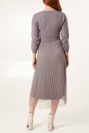 Twisted Front Jumper & Tulle Midi Dress