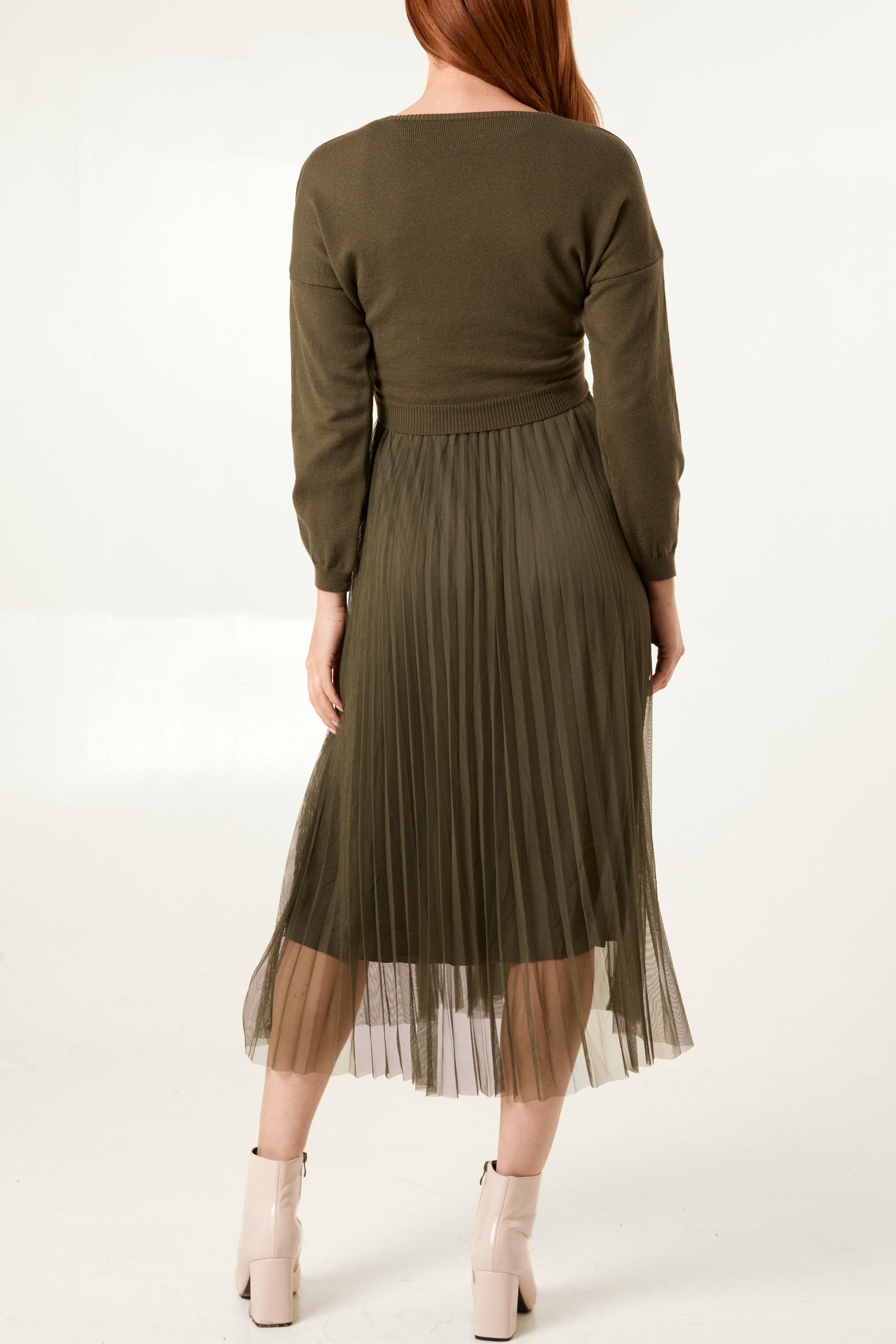 Twisted Front Jumper & Tulle Midi Dress