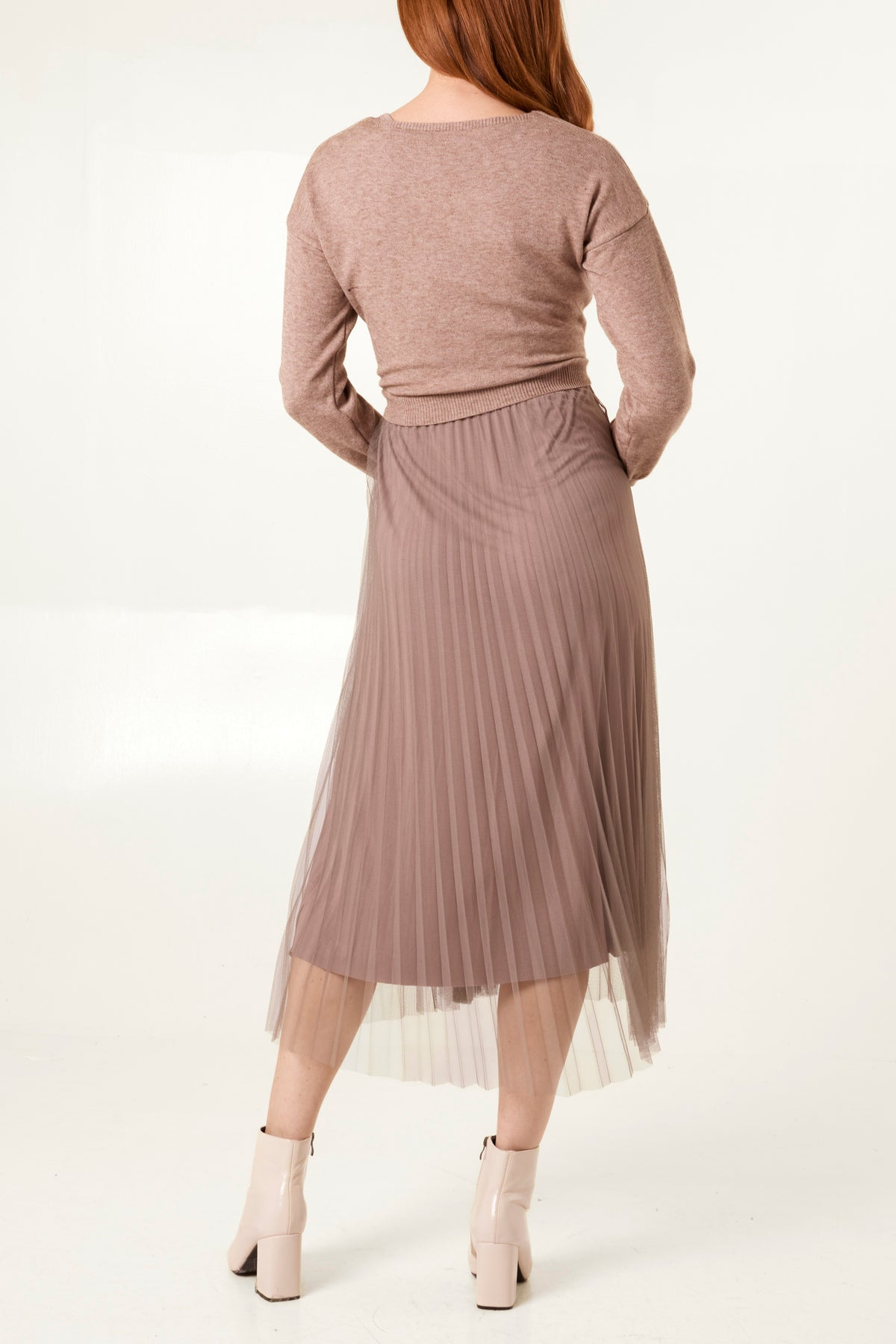 Twisted Front Jumper & Tulle Midi Dress