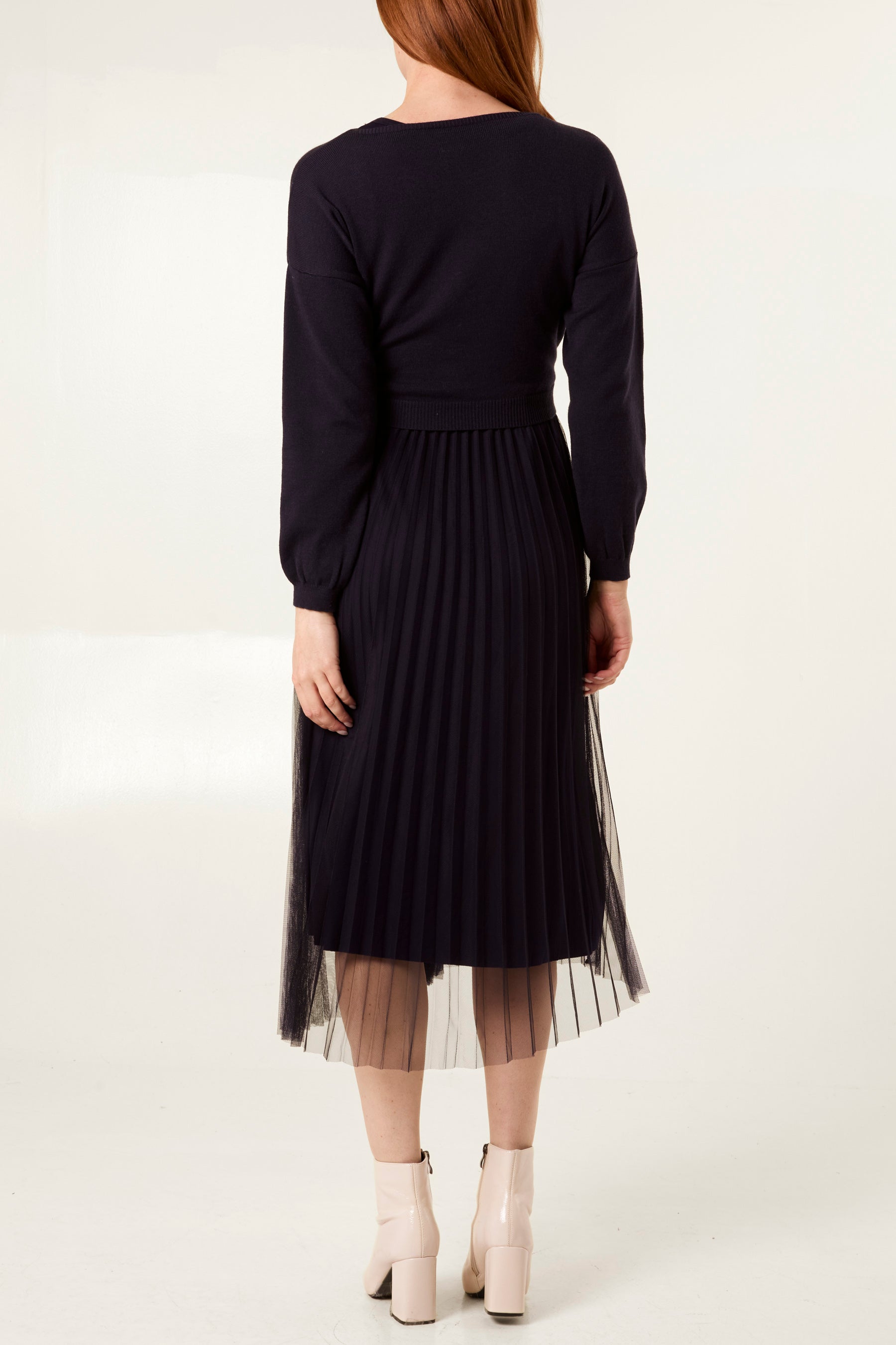 Twisted Front Jumper & Tulle Midi Dress