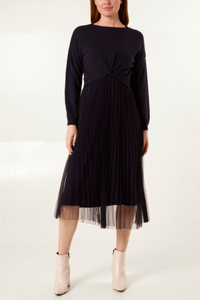 Twisted Front Jumper & Tulle Midi Dress