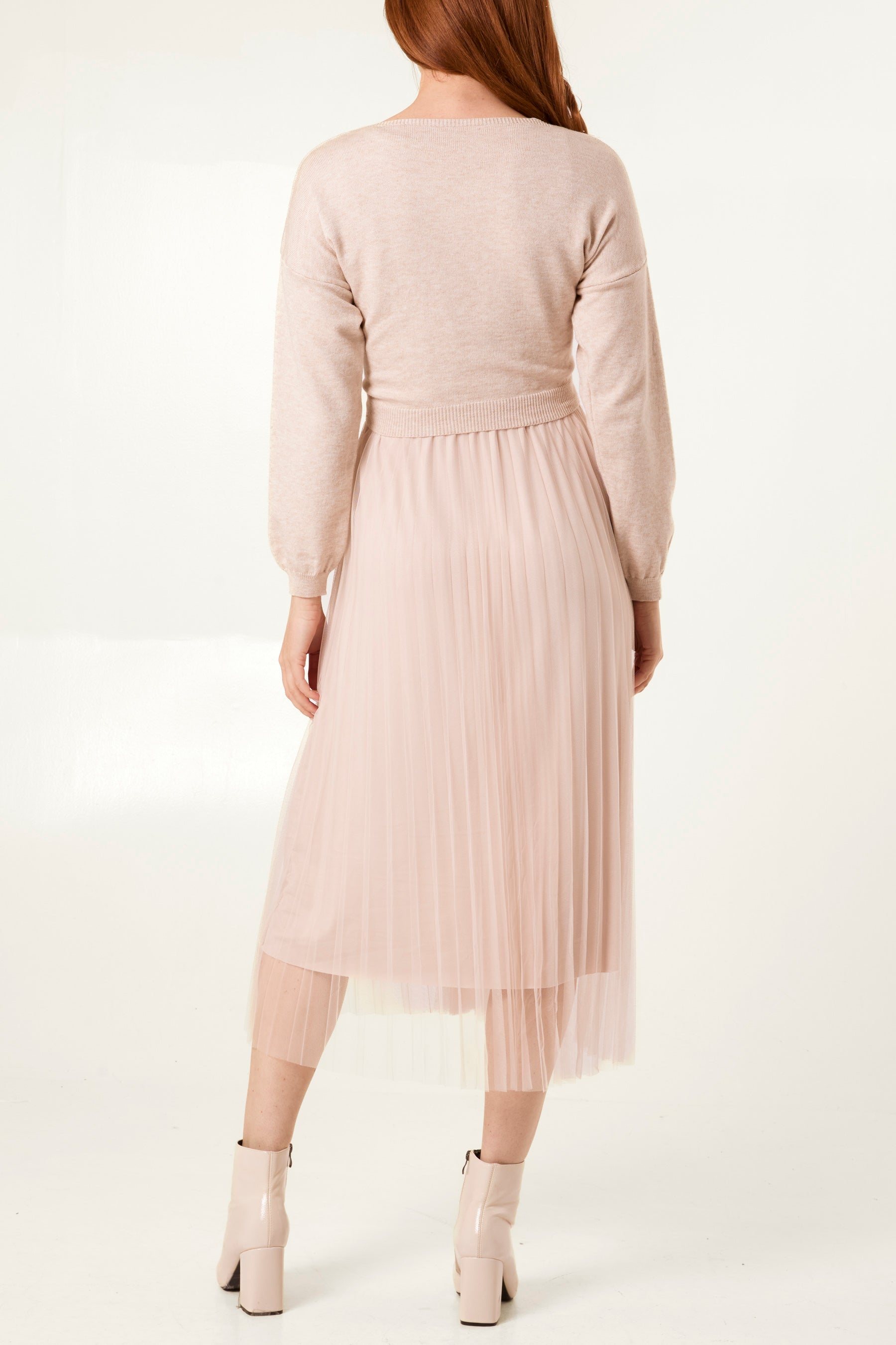 Twisted Front Jumper & Tulle Midi Dress