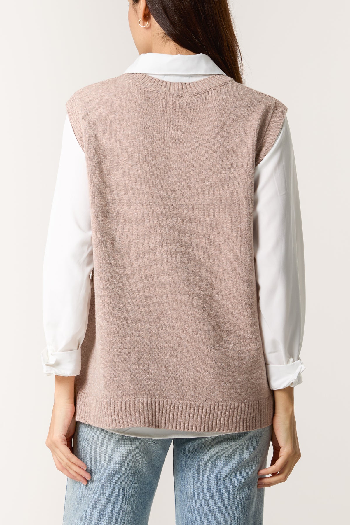 Round Neck Side Buttons Knit Vest