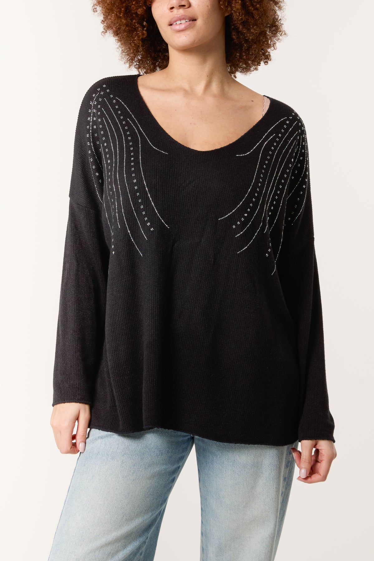 Diamante Design Wool Blend Jumper