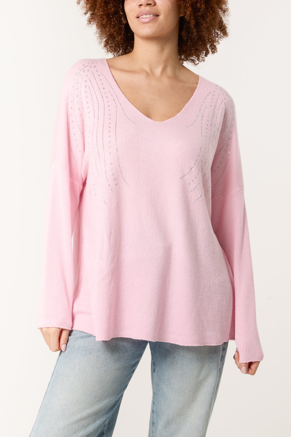 Diamante Design Wool Blend Jumper