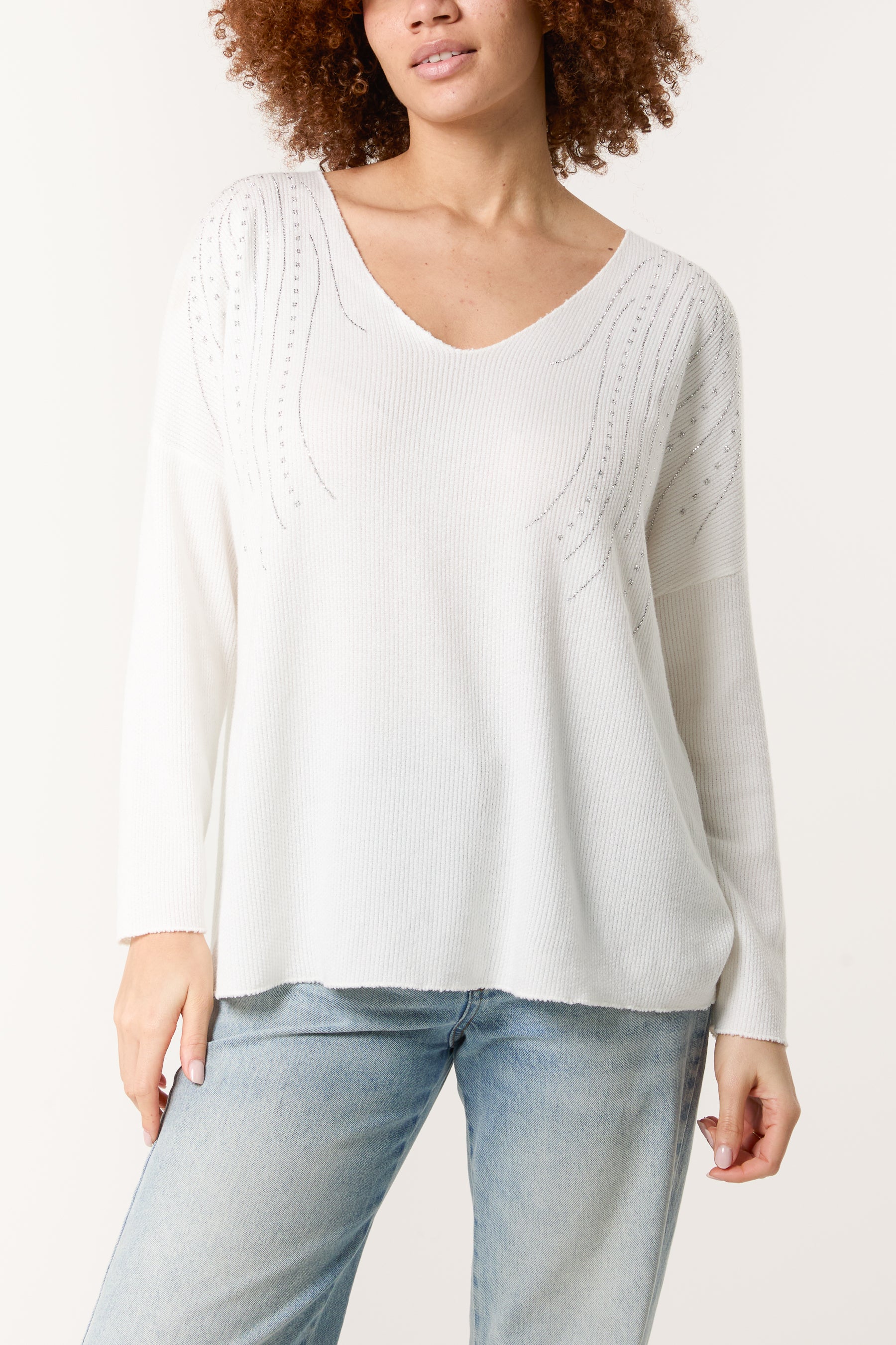 Diamante Design Wool Blend Jumper