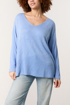 Diamante Design Wool Blend Jumper