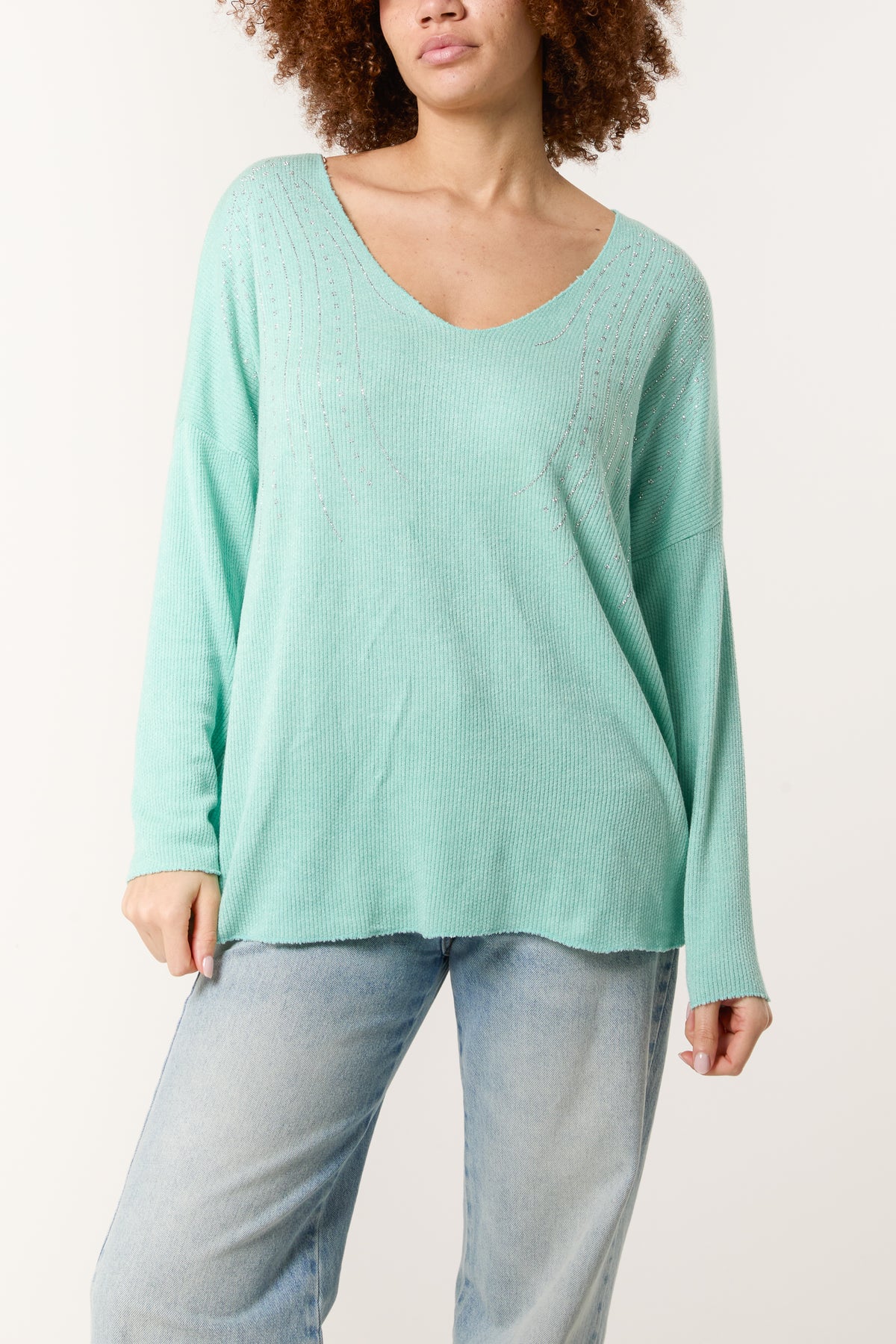 Diamante Design Wool Blend Jumper