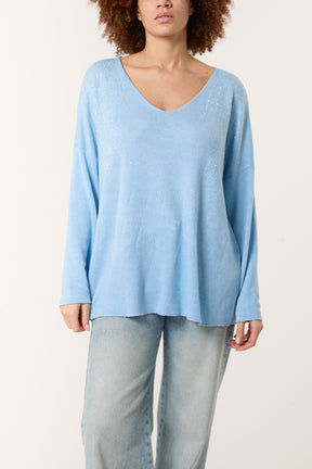 Diamante Design Wool Blend Jumper