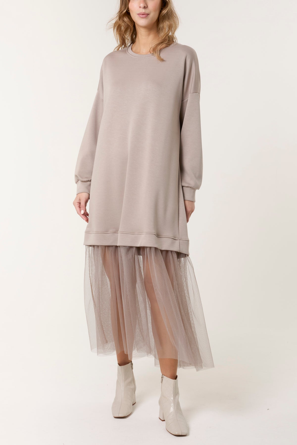 Soft Touch Sweat Dress with Mesh Insert