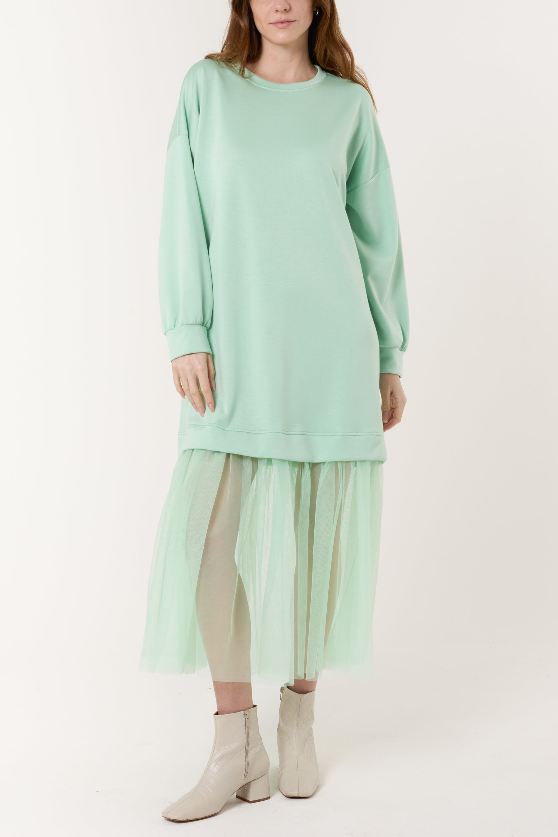 Soft Touch Sweat Dress with Mesh Insert