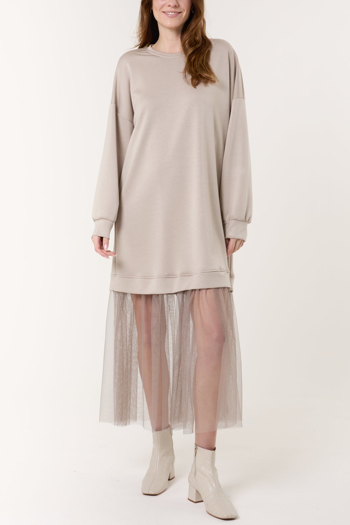 Soft Touch Sweat Dress with Mesh Insert