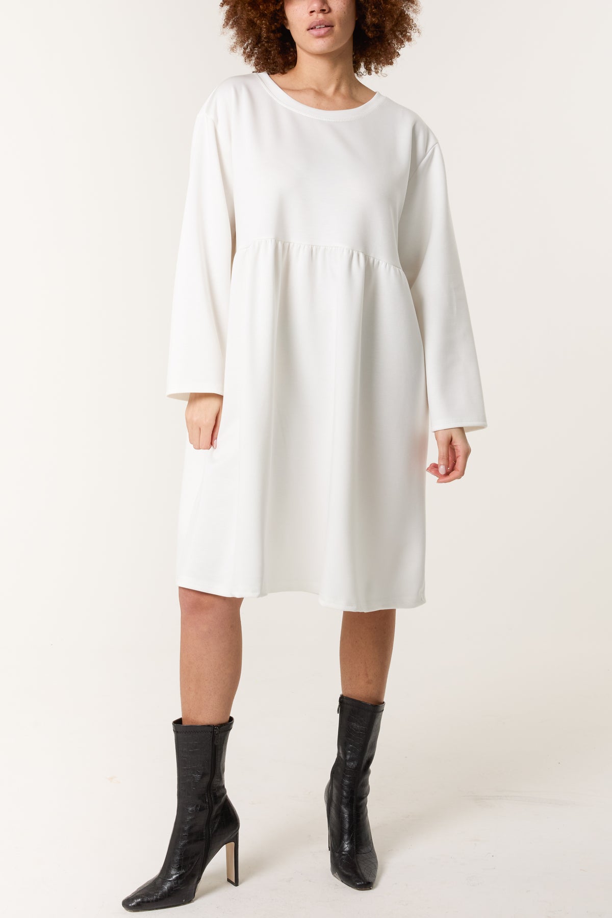 Long Sleeve Sweat Smock Dress