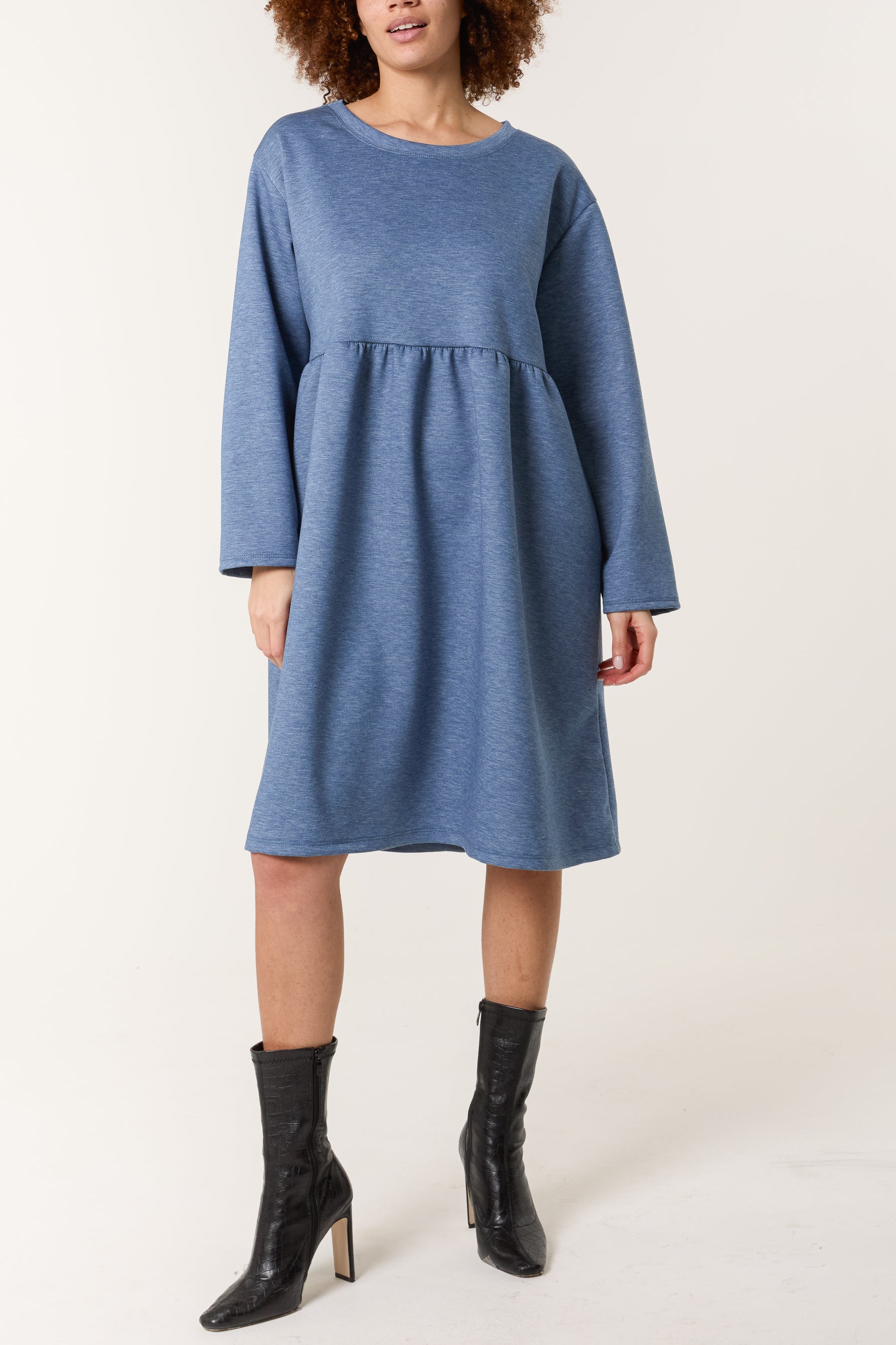 Long Sleeve Sweat Smock Dress